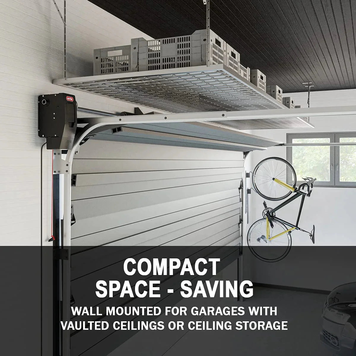 Genie 6172H O Smart Wall Mount Garage Door Opener with Aladdin Connect, Space Saving Design, Quiet 24v DC Motor