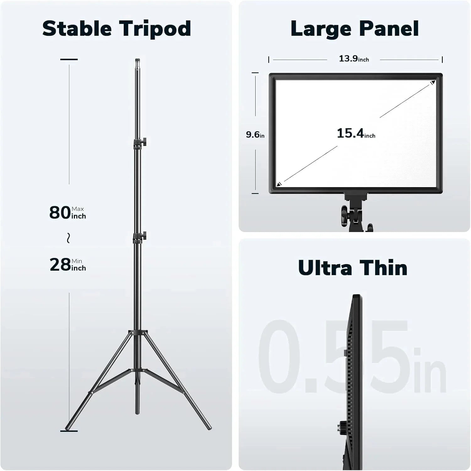 D50 LED Video Light Panel Lights 15.4, 2 Packs 45W 3000K-8000K Bi-Color Dimmable Photography Lighting, CRI 96+ Videography Lighting for Video Shooting/Gaming/Live Stream/Studio/Film