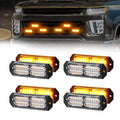 Led Grille Strobe Lights YPF5 Amber, 24-Led Emergency Warning Light Bar Universal Surface Mount, 23 Flashing Mode, for Offroad Vehicle ATVs Truck,8PC Pack (PZ-CB-03-Y-8)