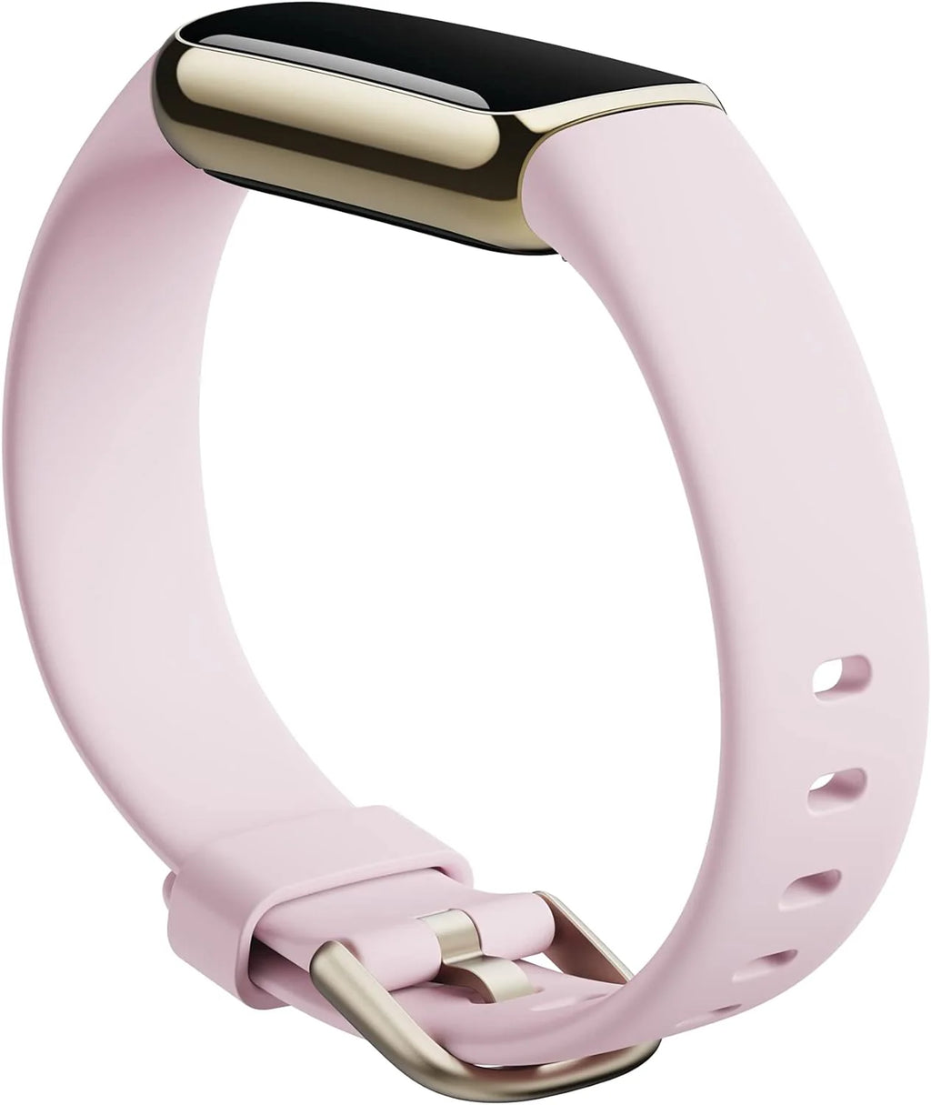 Fitness and Wellness-Tracker with Stress Management, Sleep-Tracking and 24/7 Heart Rate, One Size S L Bands Included, Lunar White/Soft Gold Stainless Steel, 1 Count