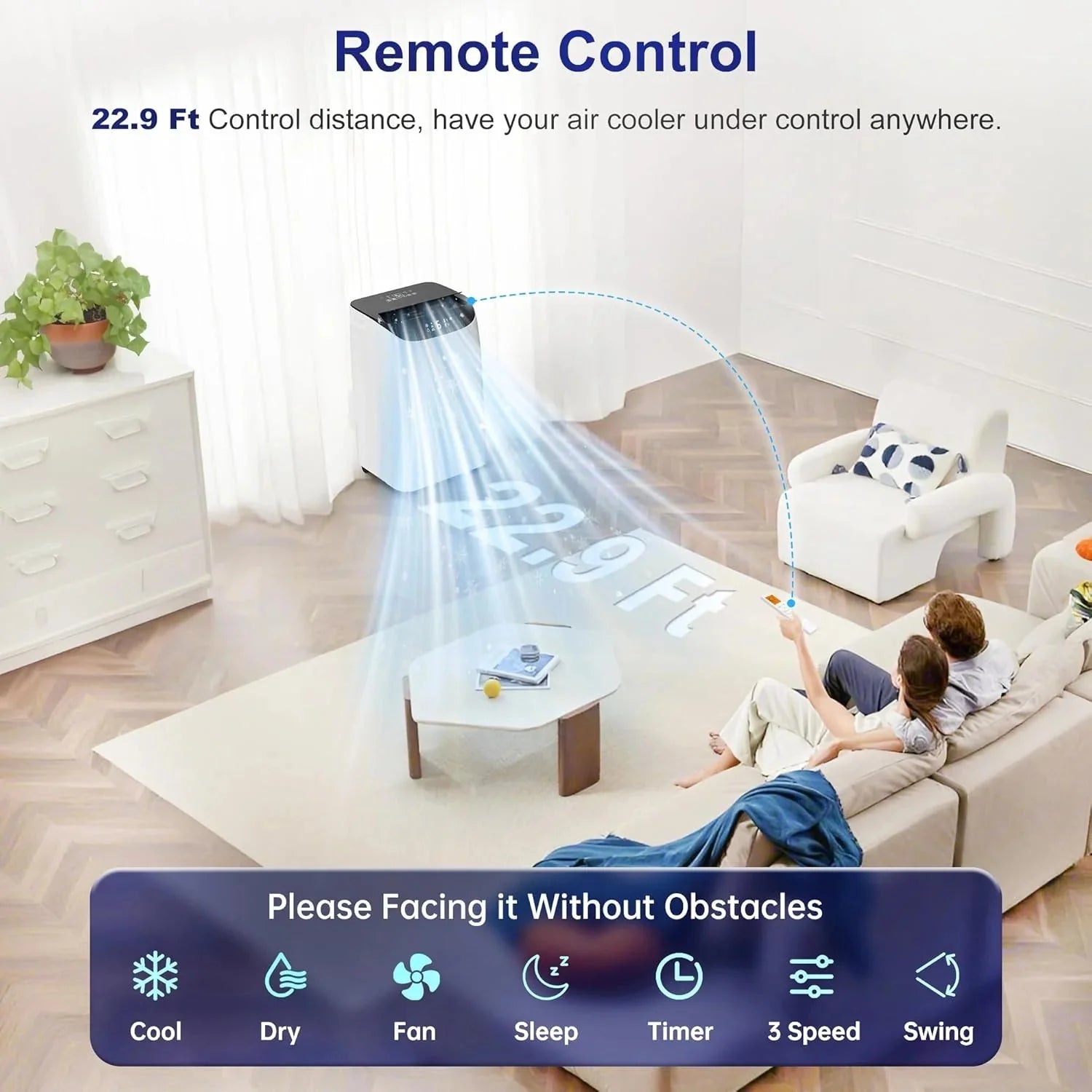 14000 BTU Portable Air Conditioners with Remote Control, 3-in-1 Free Standing Cooling AC Unit with Fan & Dehumidifier, Cools Room up to 700 sq.ft, Smart/Sleep Mode,3 Speed,Auto Swing,24H Timer
