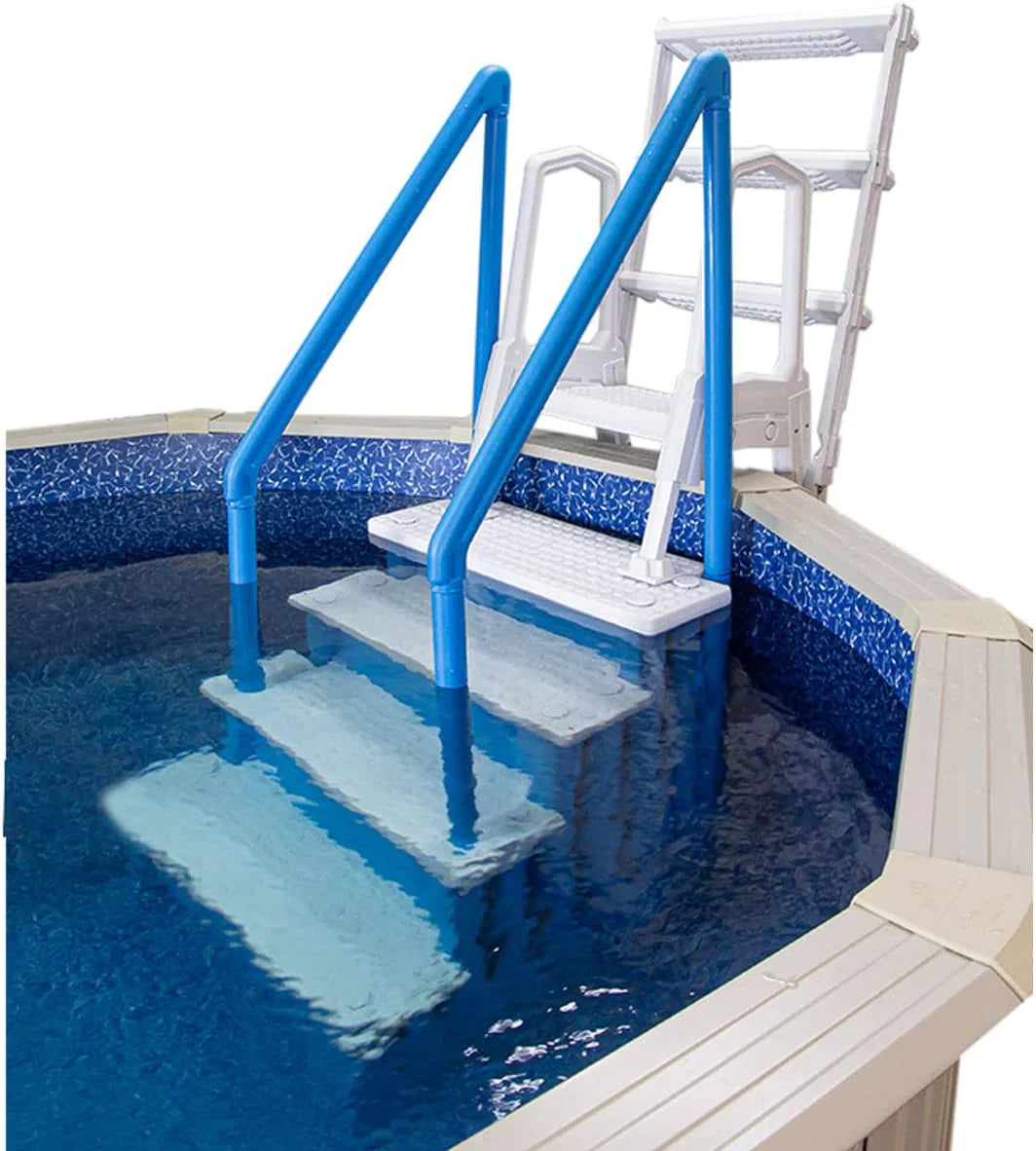 Select Anti-Slip in-Pool Steps | Gray | for Above Ground Swimming Pools | Can Mount to Decks 48 to 54 H | Safety Stairs Capacity Up to 300 lbs