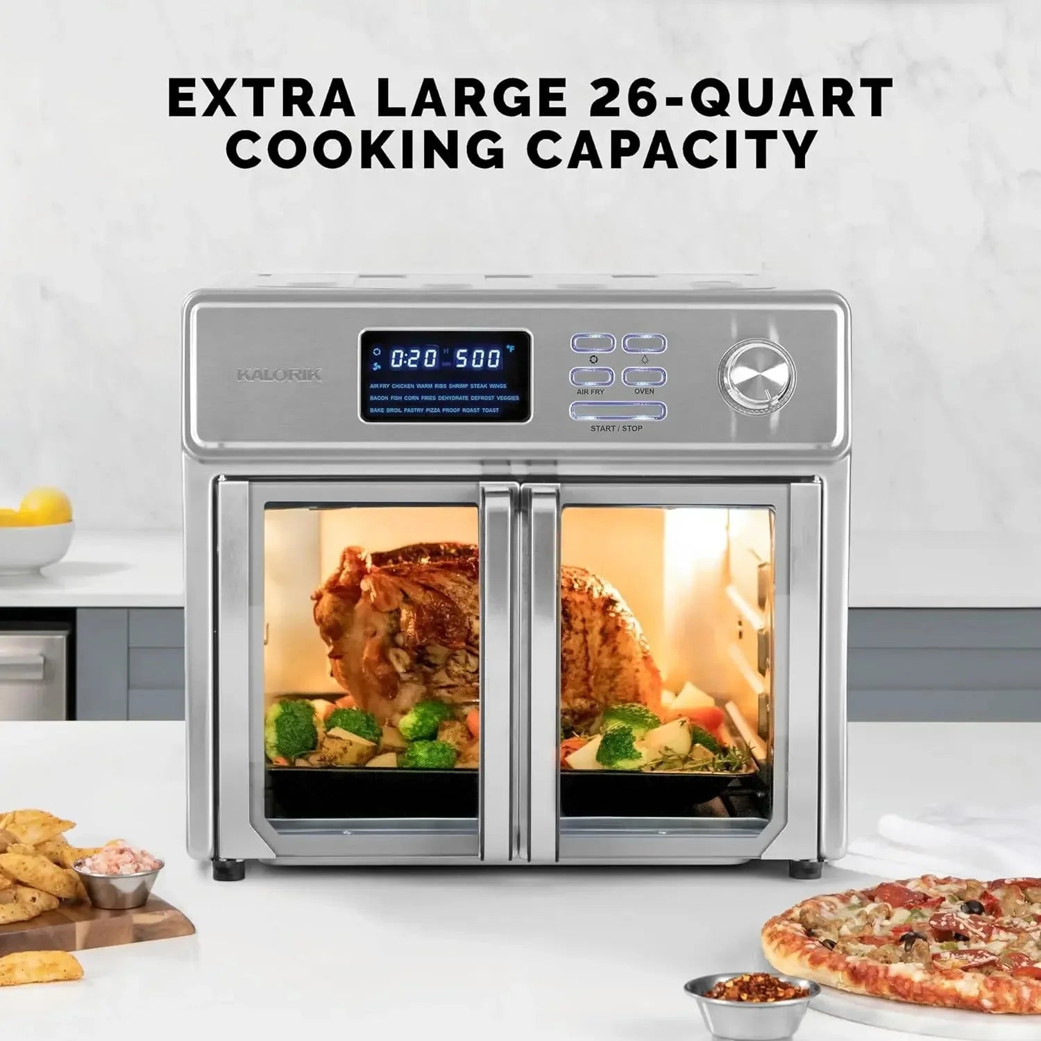 Kalorik MAXX? Digital Air Fryer Oven, 26 Quart, 10-in-1 Countertop Toaster Oven & Air Fryer Combo-21 Presets up to 500 degrees, Includes 9 Accessories & Cookbook