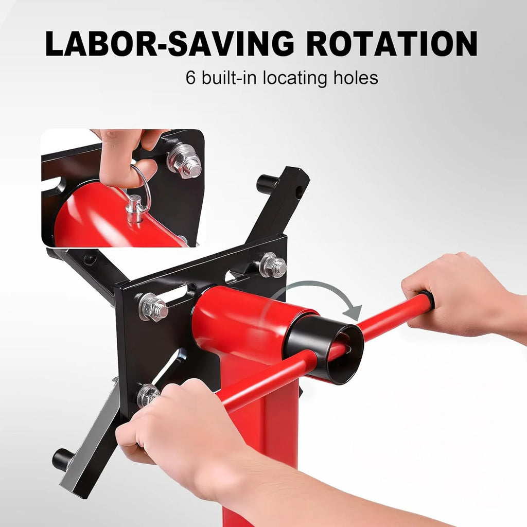 Rotating Engine Stand: Removable Oil Pan and Magnetic Tray, Turbine Turntable, 2 Brake Caster Lockable Wheels, 1,000 Lbs Capacity