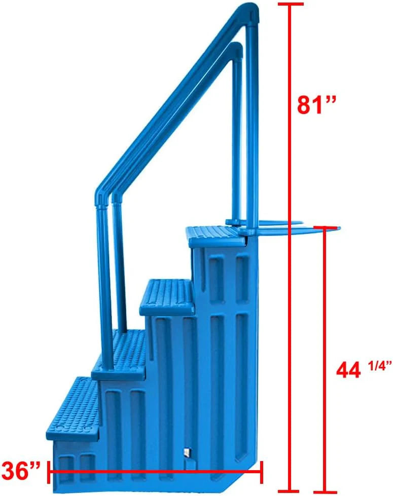Select Anti-Slip in-Pool Steps | Gray | for Above Ground Swimming Pools | Can Mount to Decks 48 to 54 H | Safety Stairs Capacity Up to 300 lbs