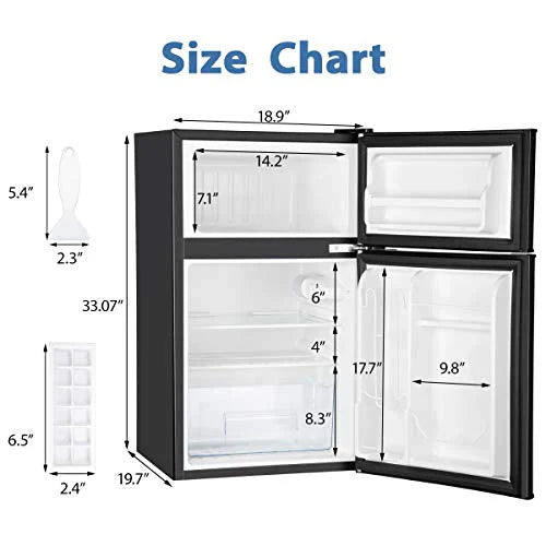 Euhomy Mini Fridge with Freezer, 3.2 Cu.Ft Mini Refrigerator with Freezer