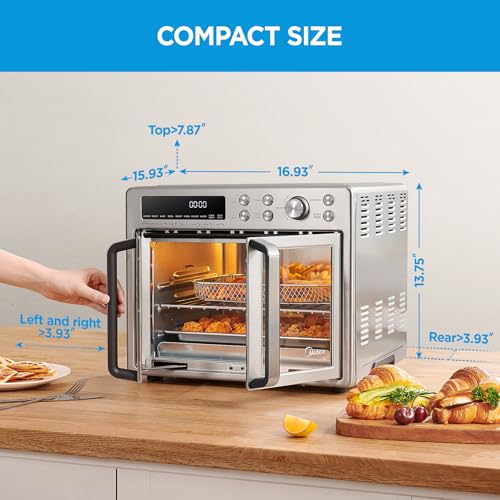 Midea Flexify French Door Toaster Oven Air Fryer Combo, 26.4 QT, Extra Large Air Fryer Countertop Oven 10 in 1 Combo, 25% Faster Cooking and 90% Less Oil, Stainless Steel : Home & Kitchen