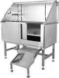 50 Dog Wash Bathtub, Pet Wash Station, Professional Stainless Steel Dog Grooming Tub with Ramp, Faucet, Sprayer, Drain Kit, Right Door