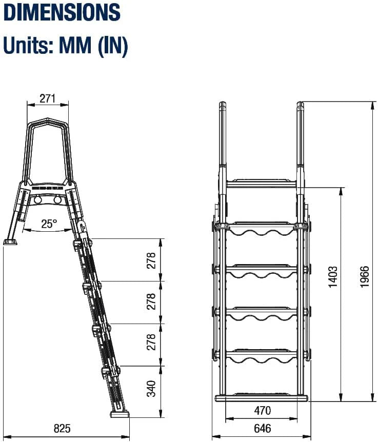Select Anti-Slip in-Pool Steps | Gray | for Above Ground Swimming Pools | Can Mount to Decks 48 to 54 H | Safety Stairs Capacity Up to 300 lbs