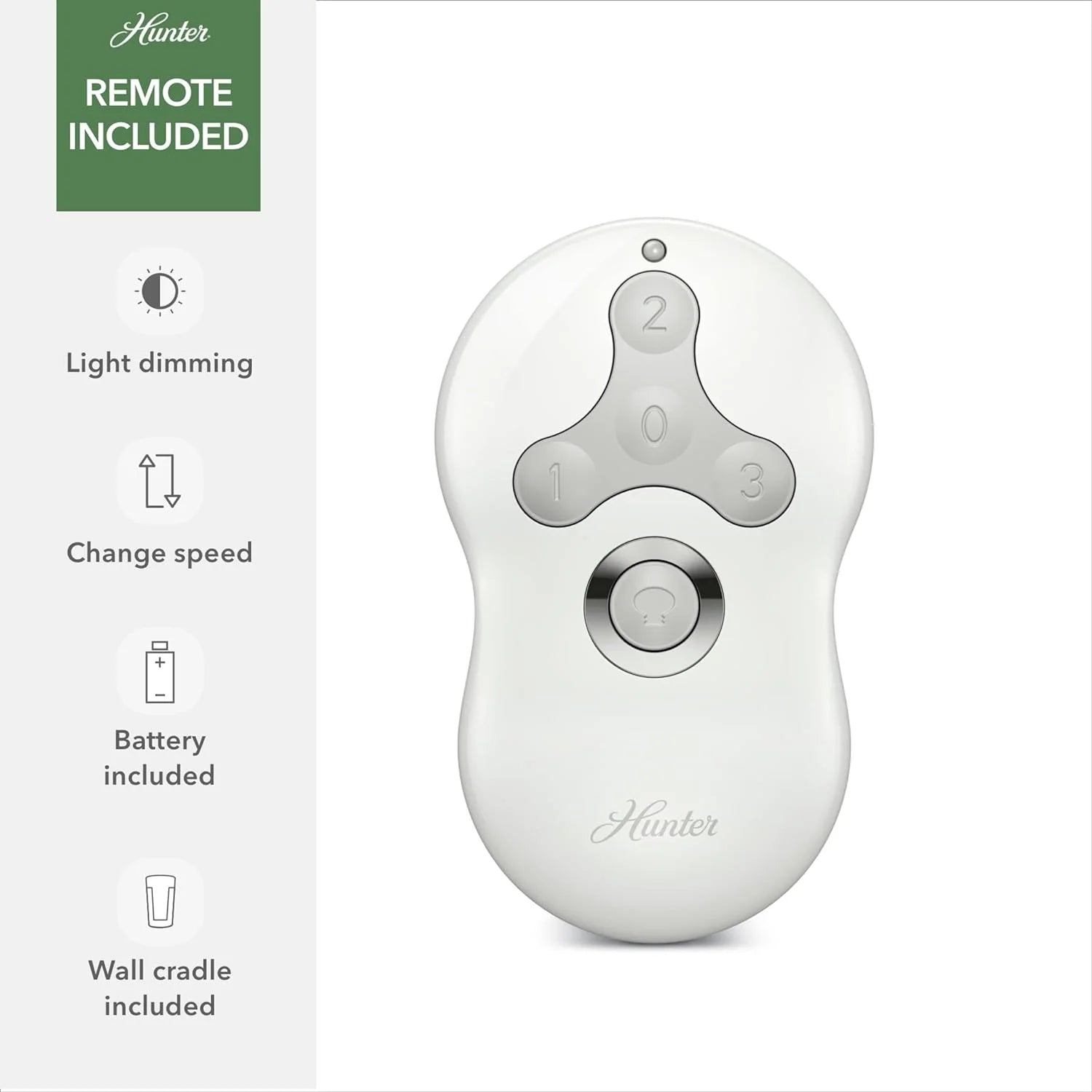 Hunter Fan Company Dempsey Low Profile Indoor / Outdoor Ceiling Fan with LED Light and Remote Control, 44, Matte Nickel