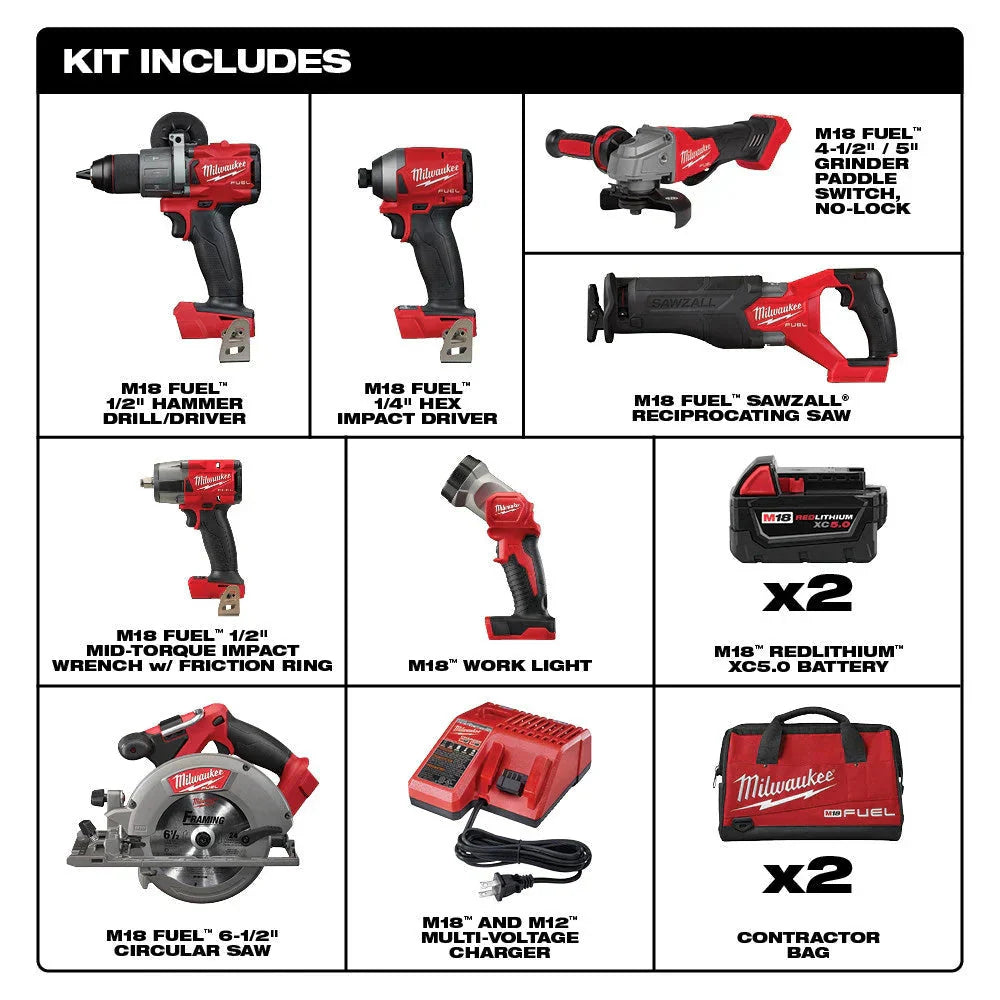 FUEL Lithium-Ion Brushless Cordless 7 Tool Combo Kit 5.0 Ah 18V M18