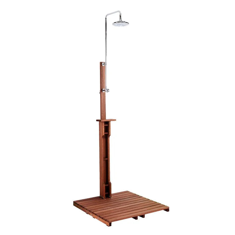 94.5 H Stainless Steel Freestanding Outdoor Shower and Duckboard