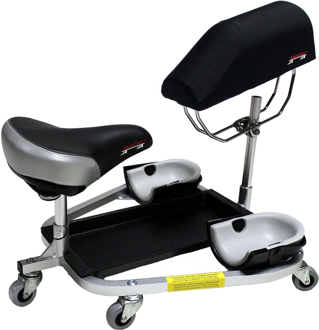 Kneeling/Sitting Creeper w/3 Casters & Chest Support, Black