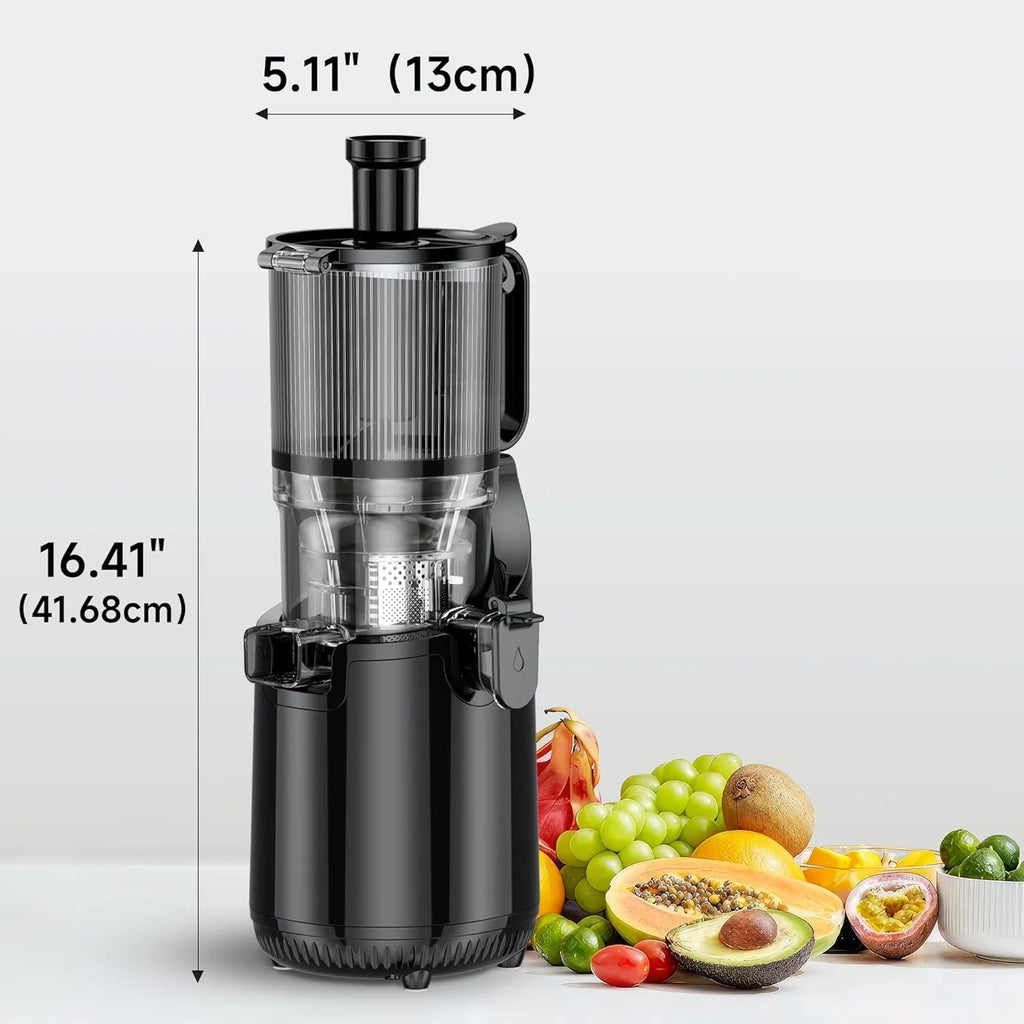 Cold Press Juicer, Slow Masticating Machines with 5.3 Extra Large Feed Chute Fit Whole Fruits & Vegetables Easy Clean Self Feeding Effortless for Batch Juicing, High Juice Yield, BPA Free 250W