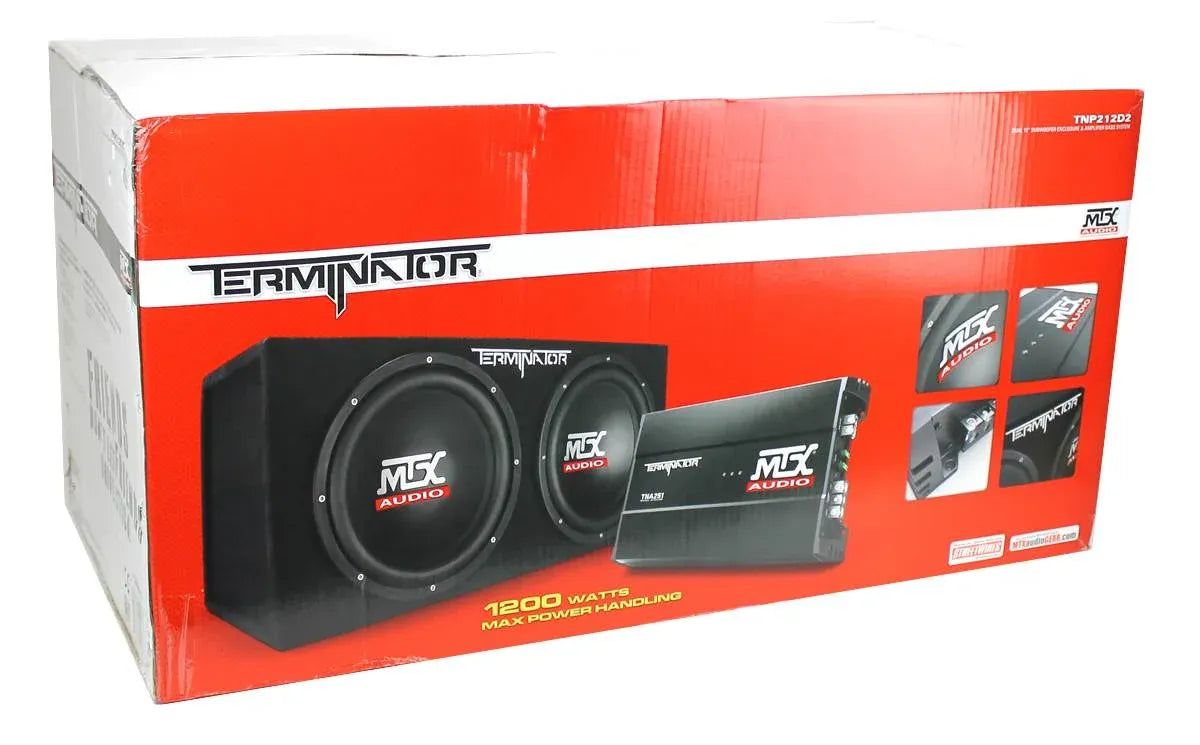 MTX 12 Dual Loaded Car Subwoofer w/Sub Box, Amplifier, & QPower Wiring Kit