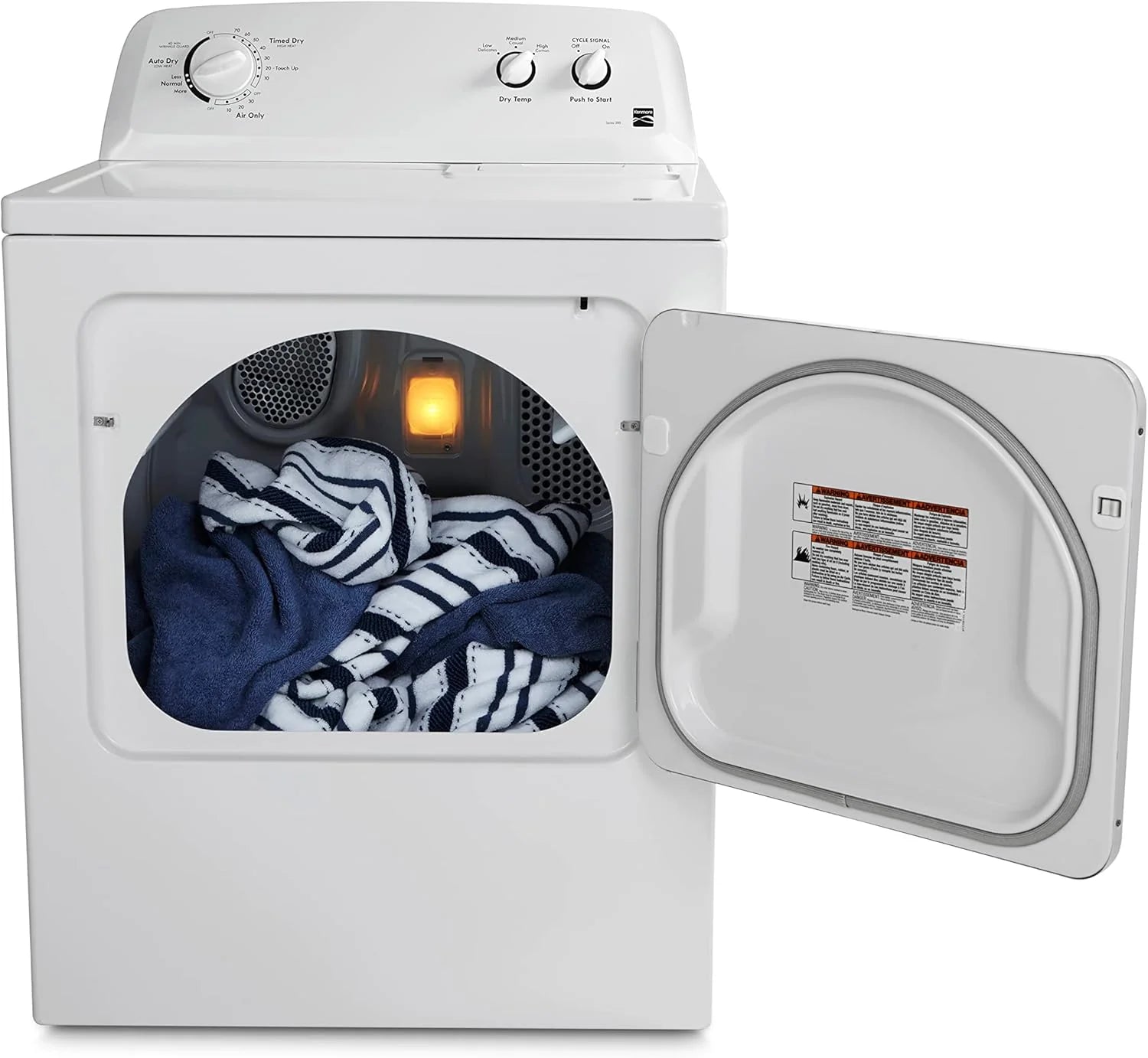 Kenmore 29′′ Front Load Electric Dryer with Wrinkle Guard and 7.0 Cubic Ft. Total Capacity, White