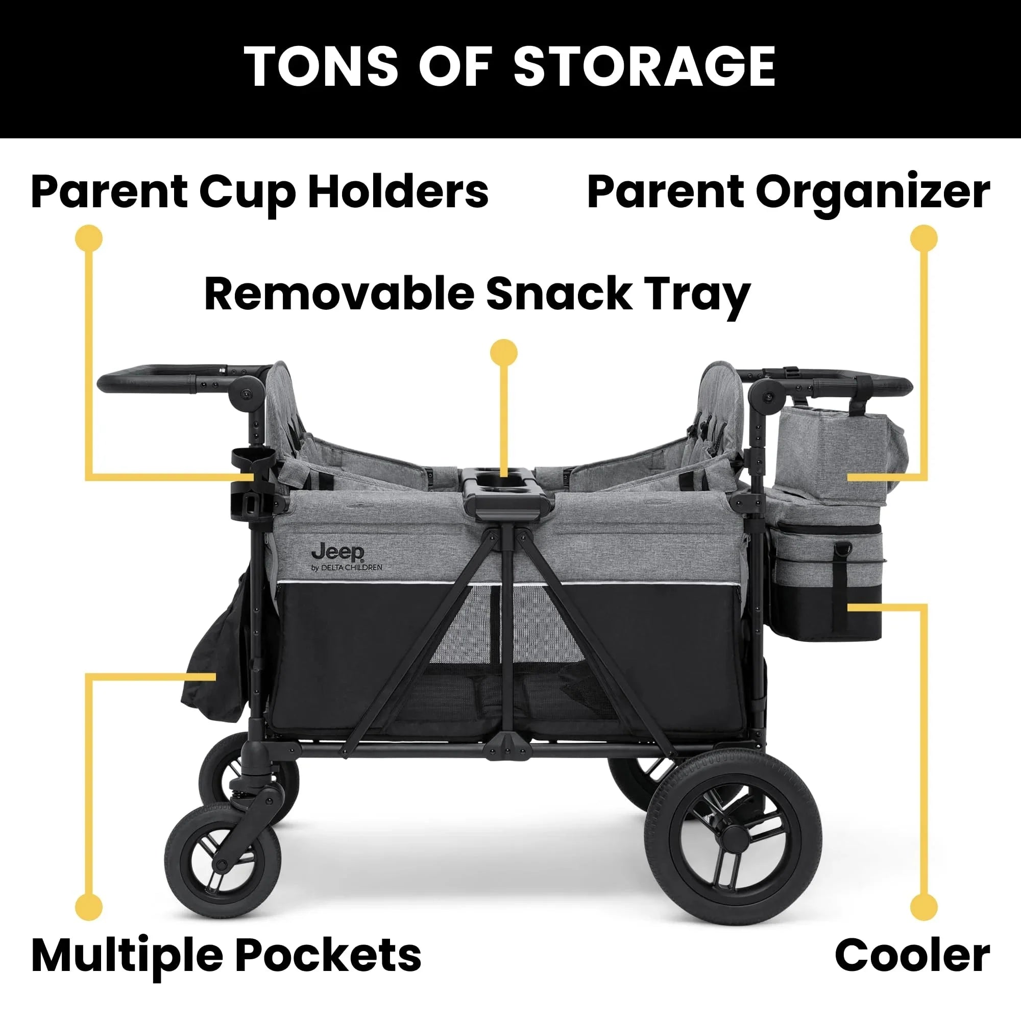 Jeep Wrangler Deluxe 4 Seater Stroller Wagon by Delta Children