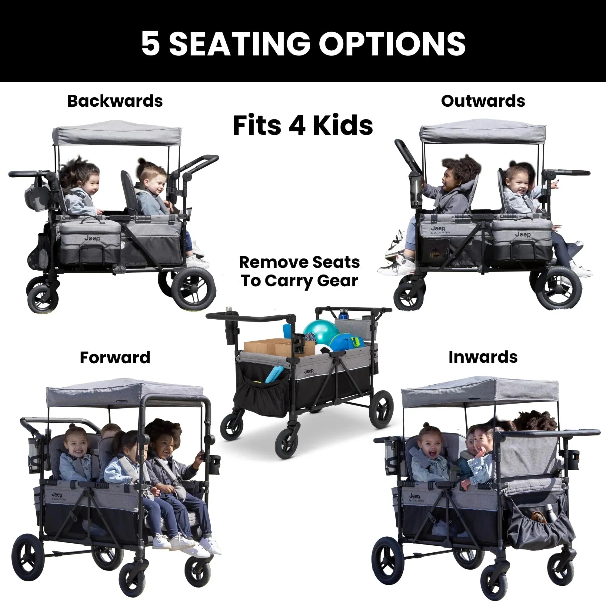 Delta Children's Jeep Wrangler Deluxe 4-Seater Stroller Wagon