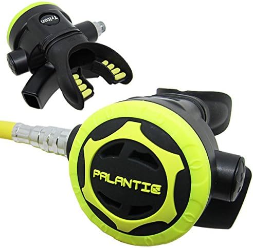 Palantic AS103 Yoke Regulator & Octopus Combo for Scuba Diving | High-Performance Over-Balanced Regulator, Silicone Mouthpiece, 27 Hose, Large Purge Button, 36 Yellow Octopus Hose