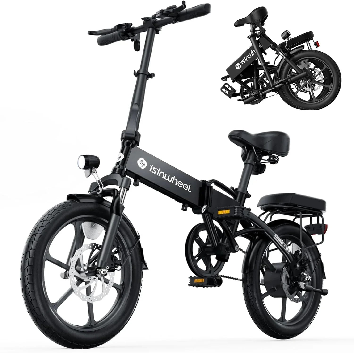 Electric Bike for Adults 500W Motor, 20 mph Folding Ebike, 14/16/20 Adults Electric Bicycles with Smart Uphill, 280.8Wh Battery, 25 Miles PAS Range, Mini E Bikes for Adults and Teens-isinwheel
