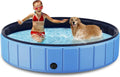 Foldable Dog Swimming Pool, 120x20 Oversize Collapsable Hard Plastic Potable Bathing Tub for Pet Dog Kiddie Pool Indoor and Outdoor Leakproof PVC Play Pool for Large Dogs Pets Puppy Kids Blue
