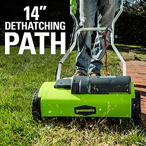 Greenworks 10 Amp 14” Corded Electric Dethatcher (Stainless Steel Tines)