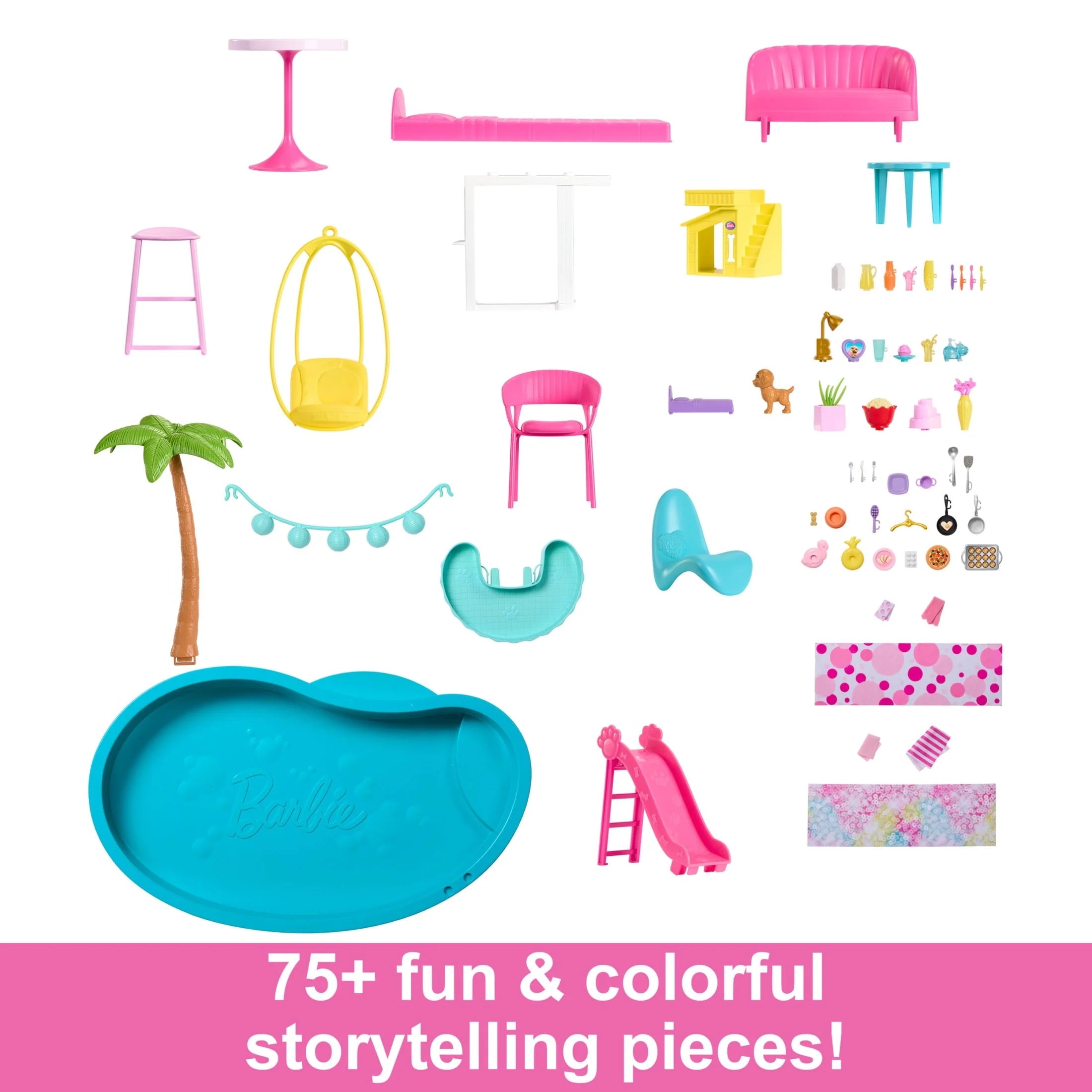 Barbie Dreamhouse Pool Party Dollhouse Playset with Slide, 10 Play Areas & 75+ Accessories
